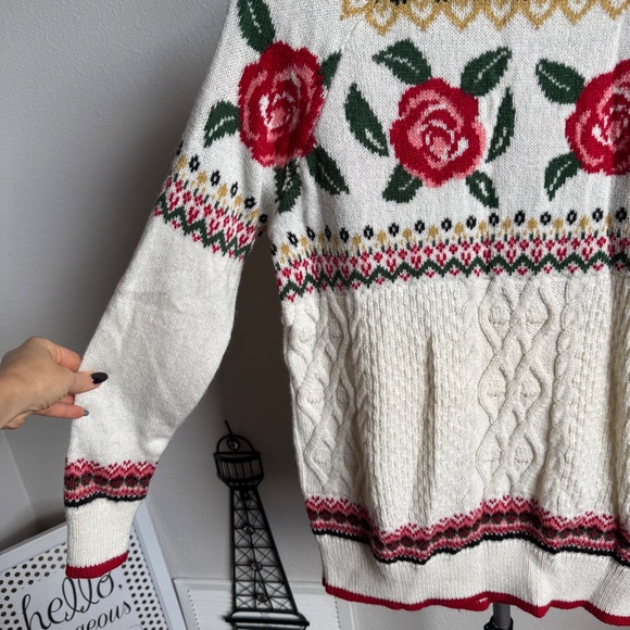 Mossimo Rose Knit Pullover Sweater Cottage Core Sz XS - Picture 3 of 8